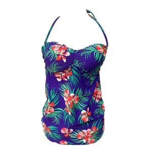 Old Navy Multicolor Floral Tropical Ruched Tankini Swimsuit